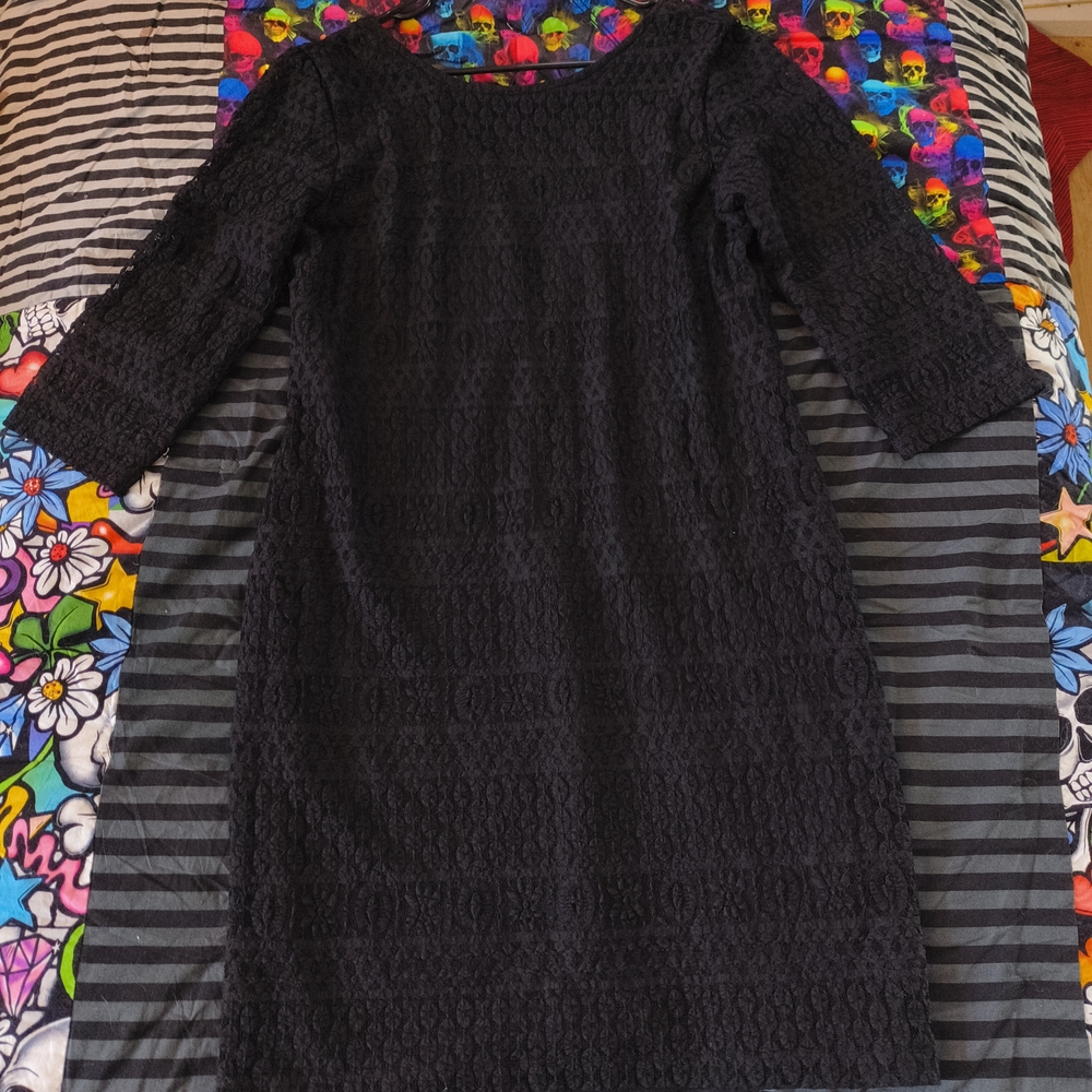 Ronni Nicole Black Textured Long Sleeve Dress
